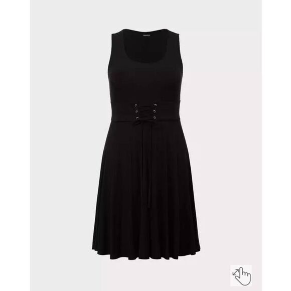 NWT Torrid Black Ribbed Lace Up Slater Dress NWT! - Picture 2 of 10